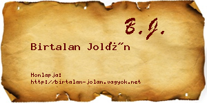 Birtalan Jolán névjegykártya