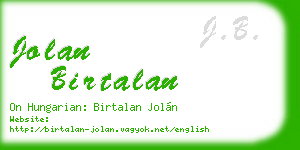 jolan birtalan business card
